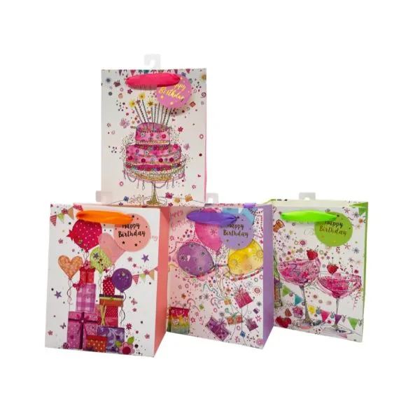 Large Happy Birthday Glitter Gift Bag - 42cm x 31cm x 12cm