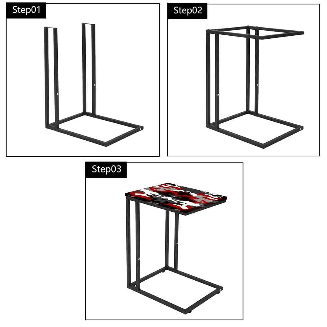 Latest C Shaped Sofa Table - Red Black Army Camouflage