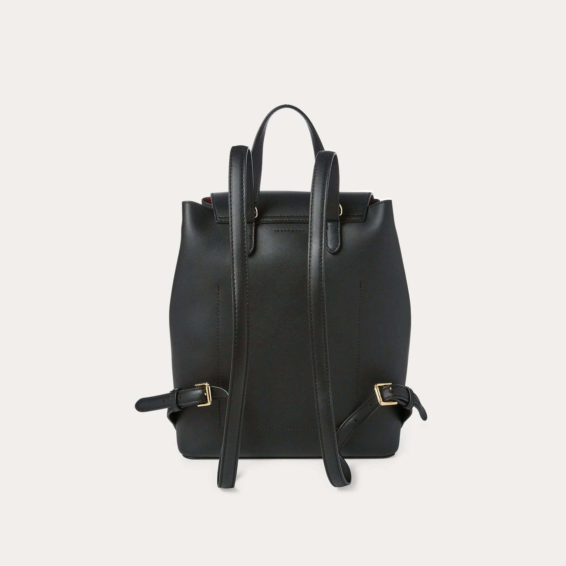 Lauren Ralph Lauren Drawstring Leather Backpack in Black