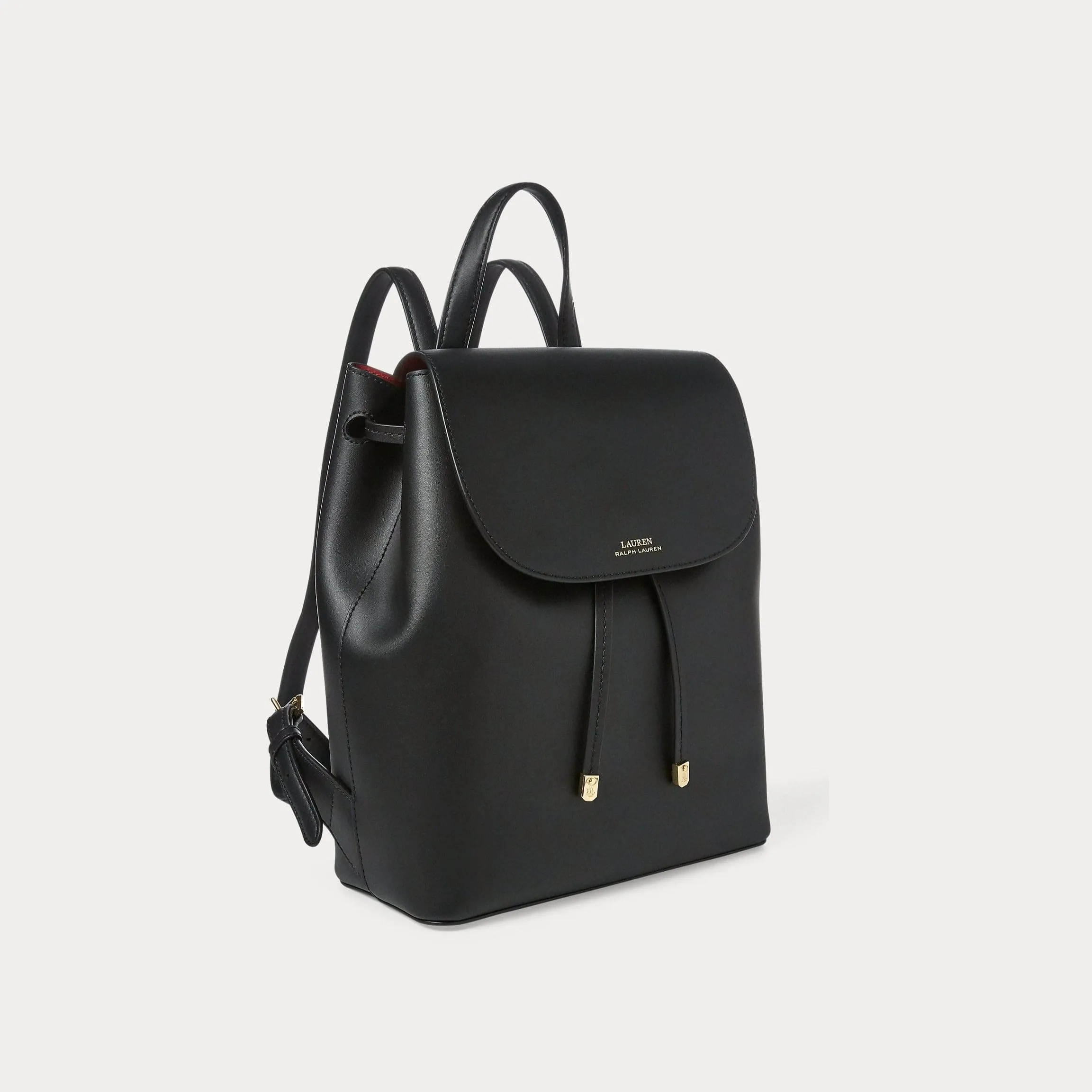 Lauren Ralph Lauren Drawstring Leather Backpack in Black