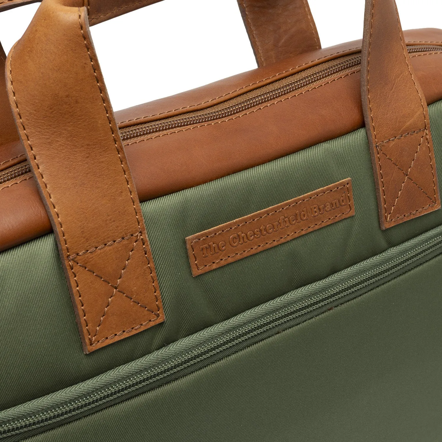 Leather Laptop Bag Olive Green Narvik