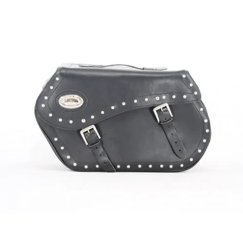 Longride Studded Leather Saddlebags Black - 43 Liters