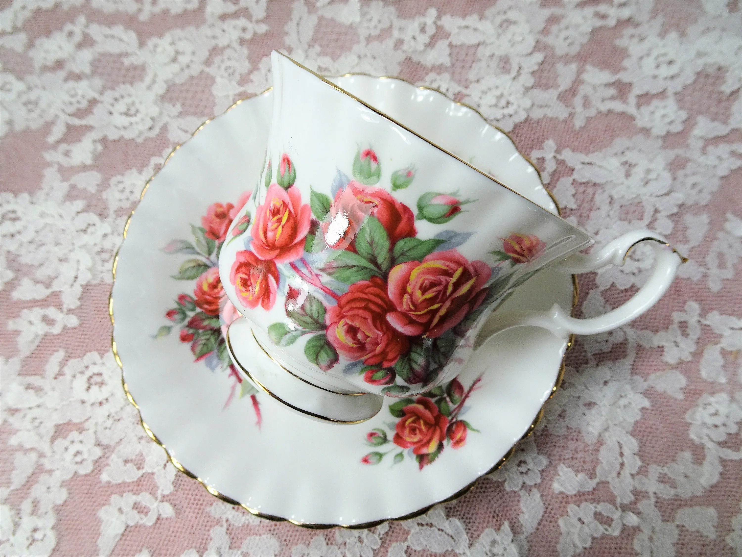 LOVELY Vintage Tea Cup and Saucer Centennial Rose Royal Albert English Bone China Bridal Luncheons Showers,Hostess Gift,Weddings,Tea Parties