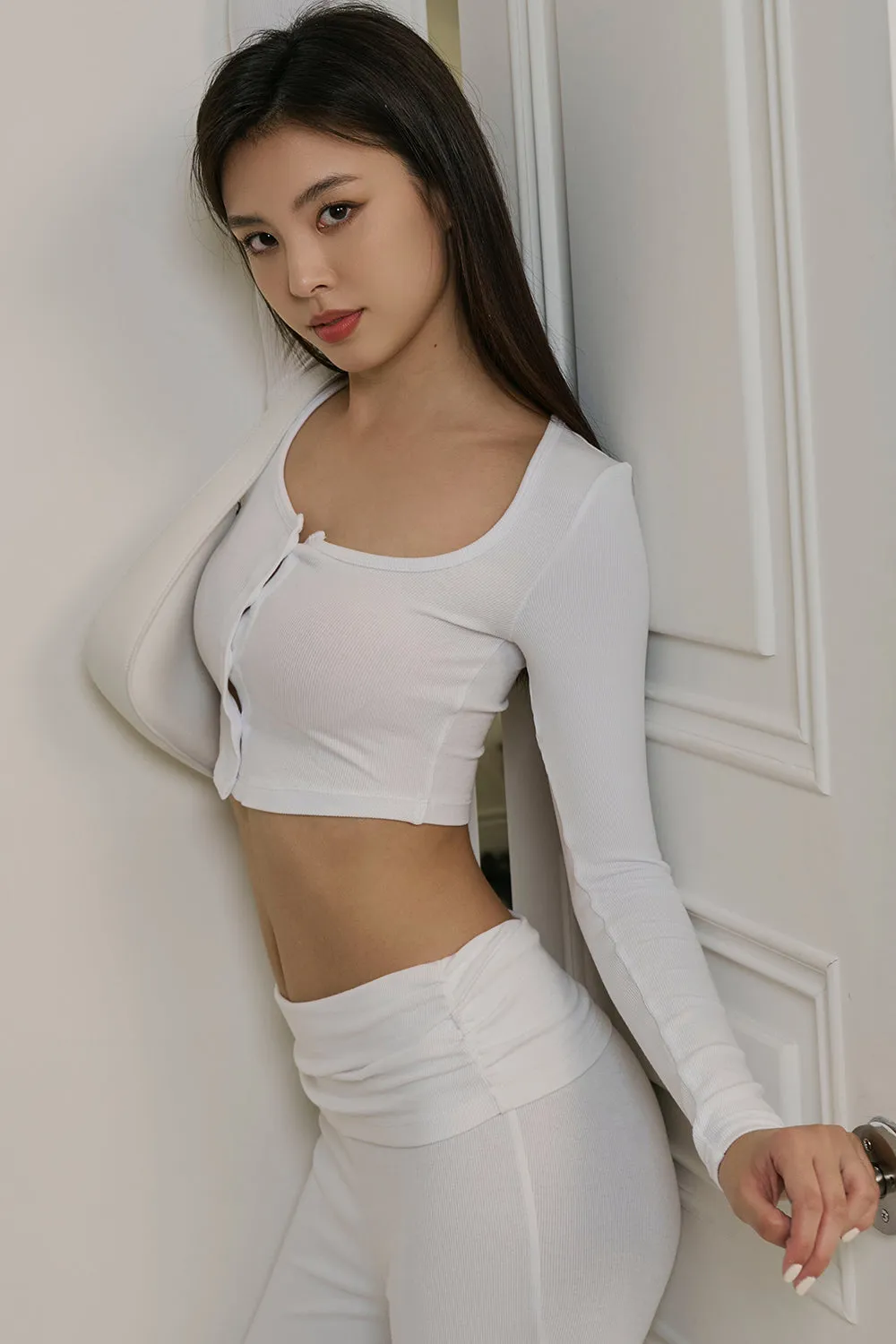 一見鍾情羅紋方領上衣<br>Elegant Rib Knit Square Neck Crop Top