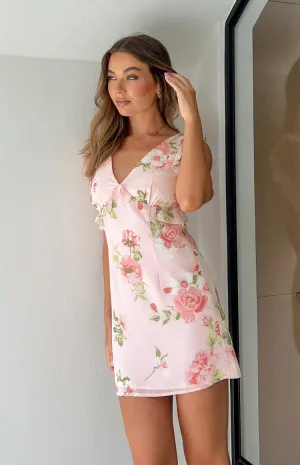 Luca White Floral Chiffon Mini Dress