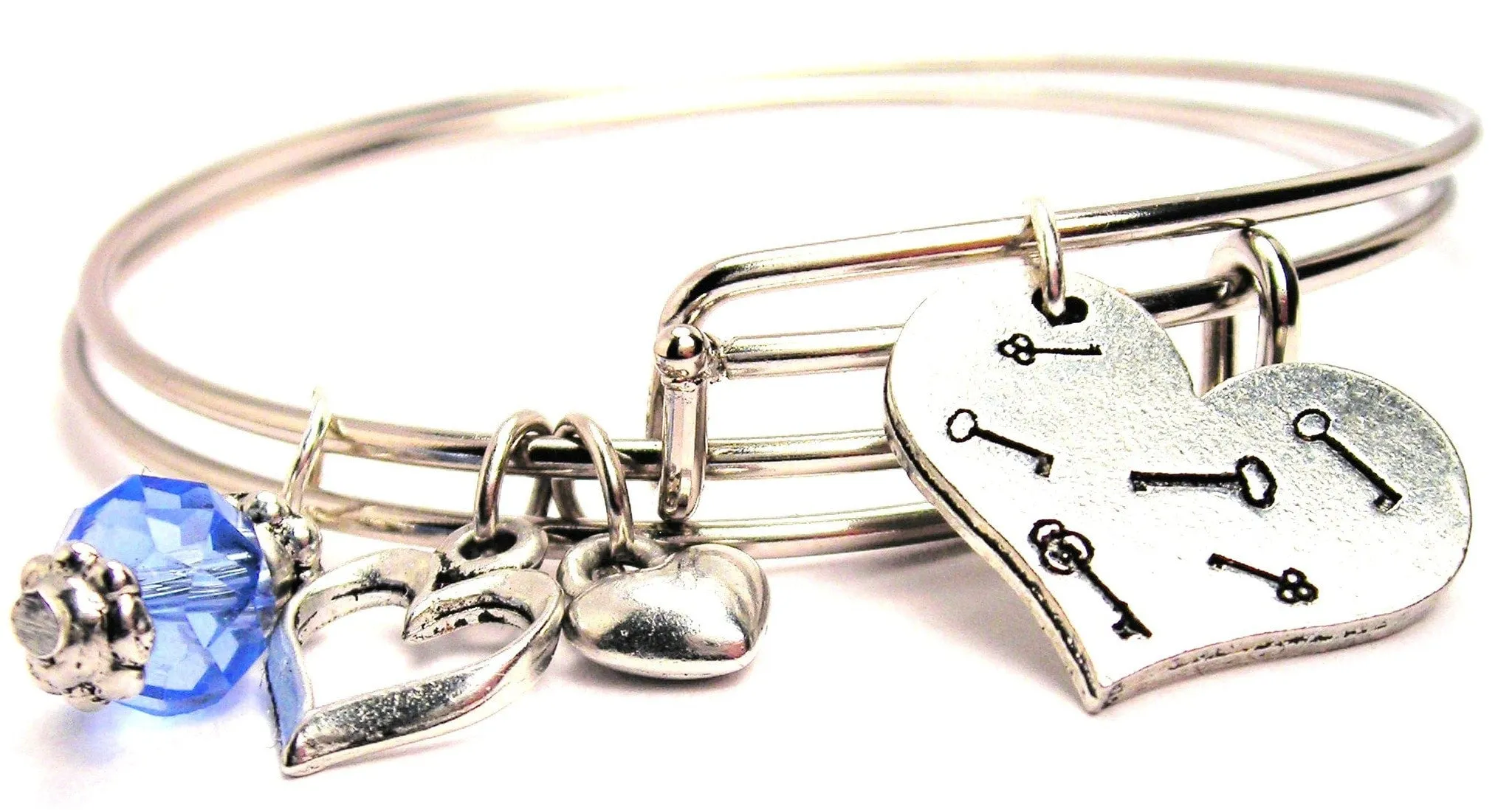 Many Keys To My Heart Expandable Bangle Bracelet Set