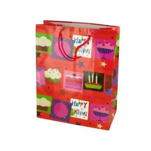 Medium Red Happy Birthday Gift Bag ( Case of 72 )