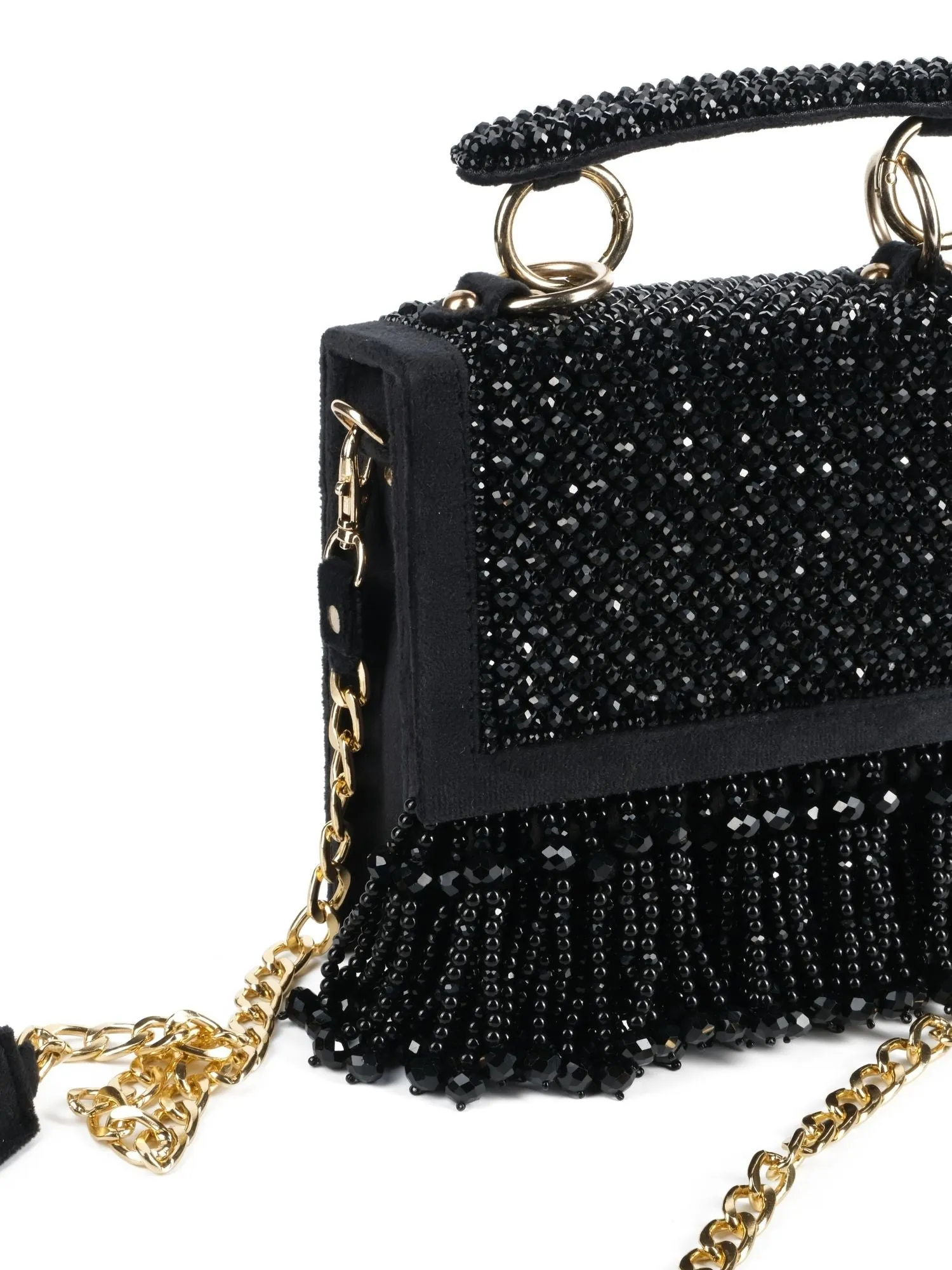 Melody Black Suede Embellished Box Bag