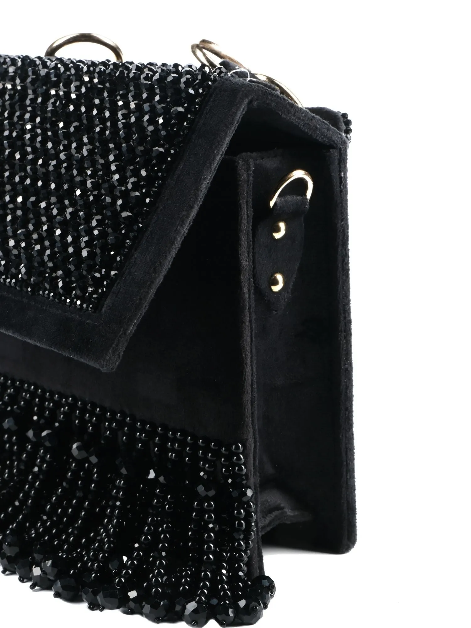 Melody Black Suede Embellished Box Bag