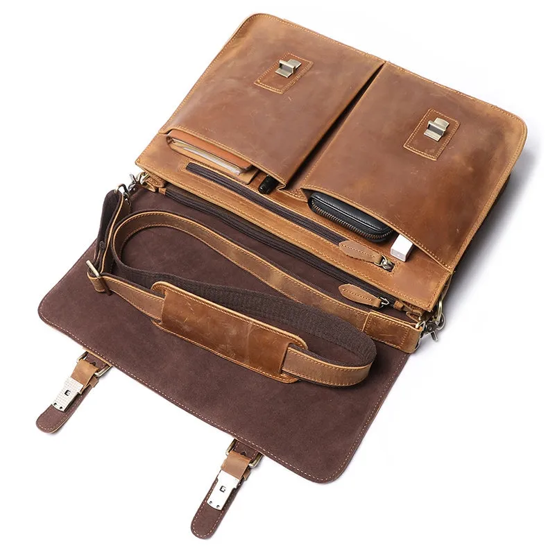 Men's Leather Messenger Bag - Fits 14" Laptop