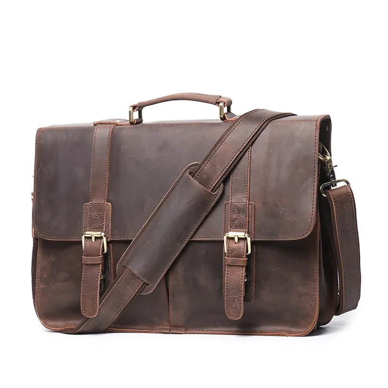 Men's Leather Messenger Bag - Fits 14" Laptop