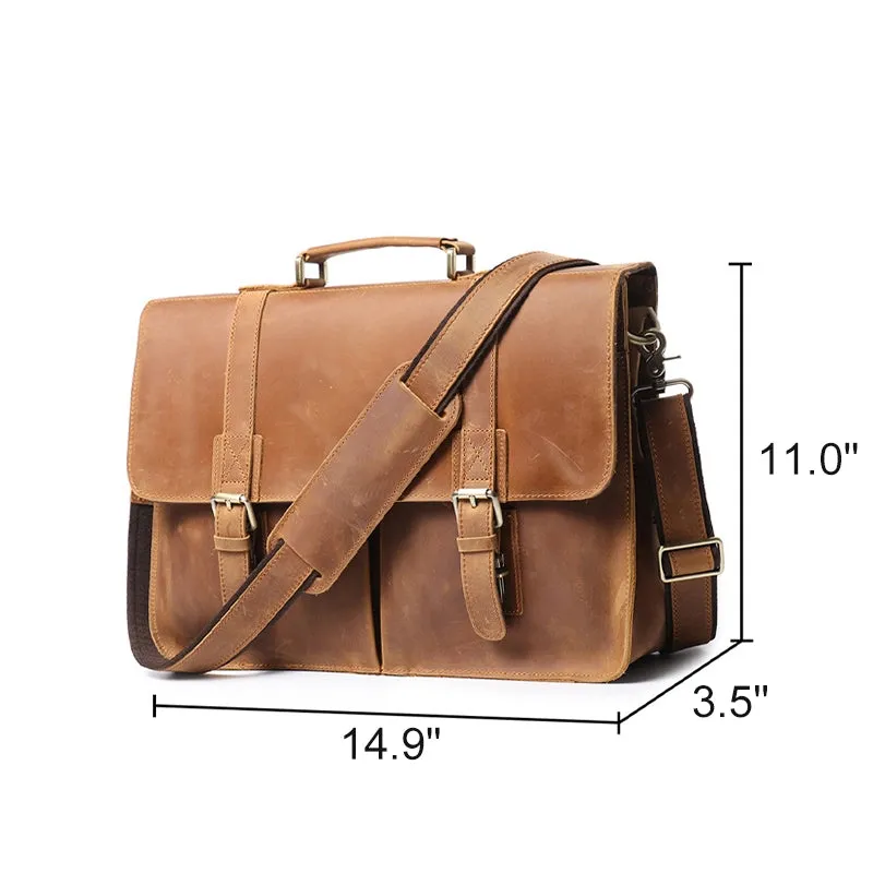 Men's Leather Messenger Bag - Fits 14" Laptop