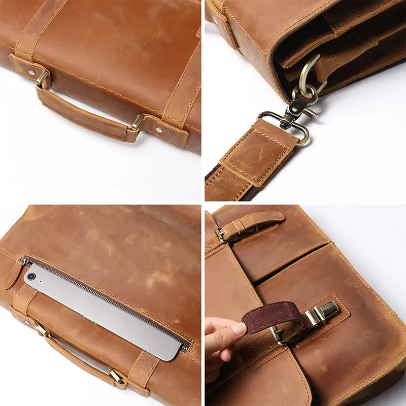 Men's Leather Messenger Bag - Fits 14" Laptop