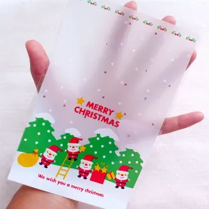 Merry Christmas Packaging Bags / Santa Claus Plastic Bags / Clear Gift Bags / Colorful Holiday Cello Bags (12cm x 18.5cm / 20pcs) GB166