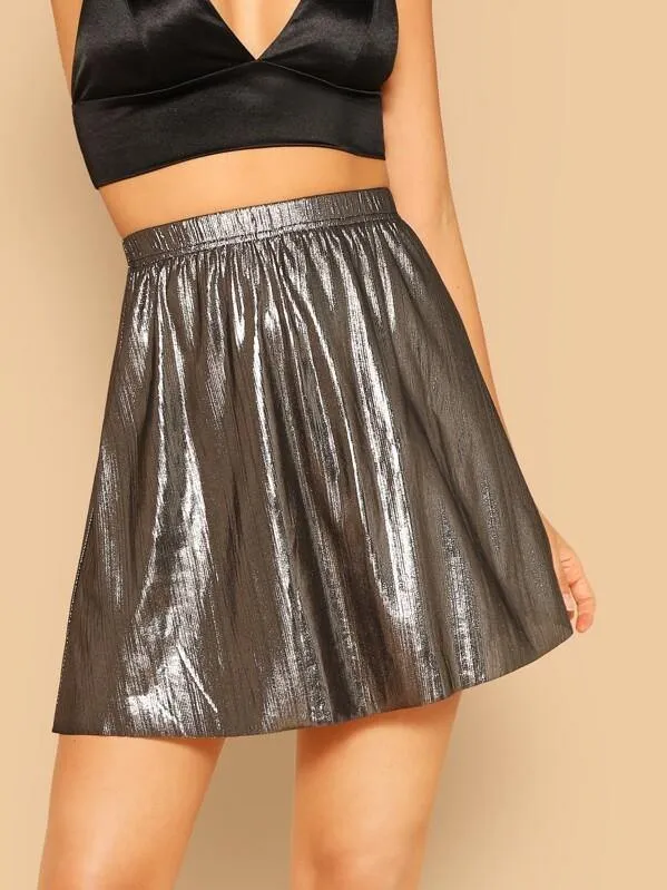 Metallic Flare Skirt