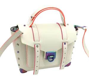 MICHAEL KORS Manhattan Medium White Neon Crossbody School Satchel Bag