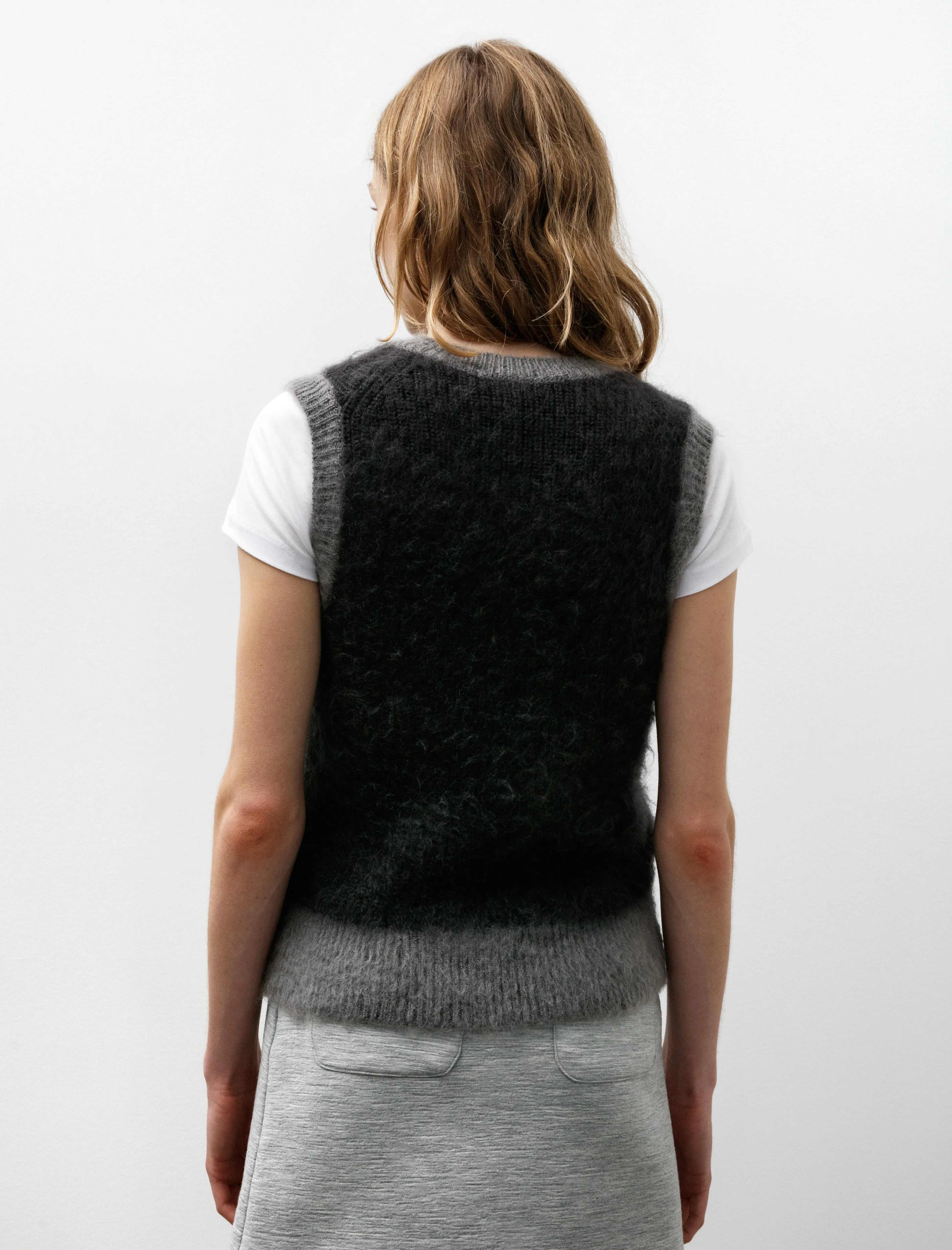 Mohair Knit Vest Grey