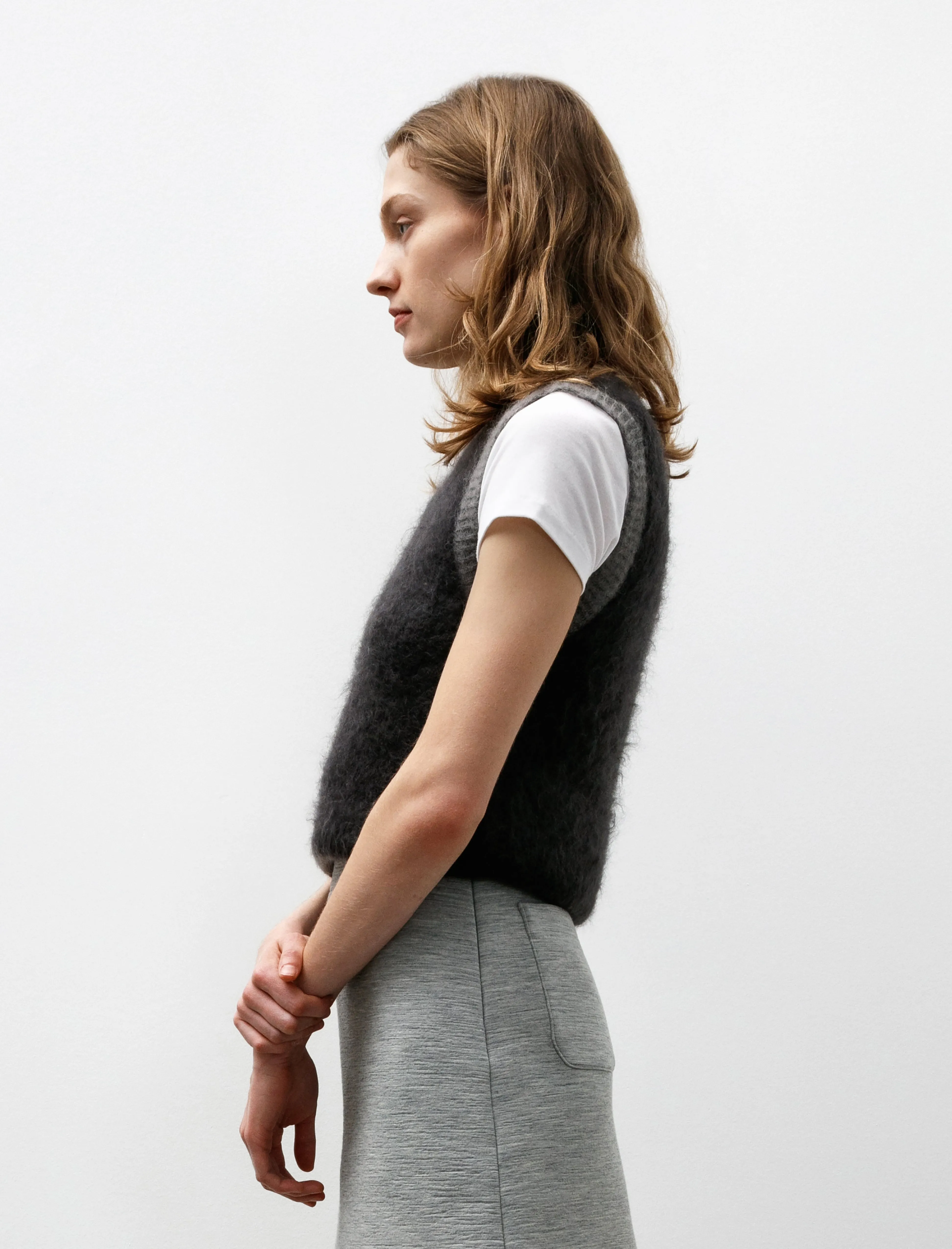 Mohair Knit Vest Grey