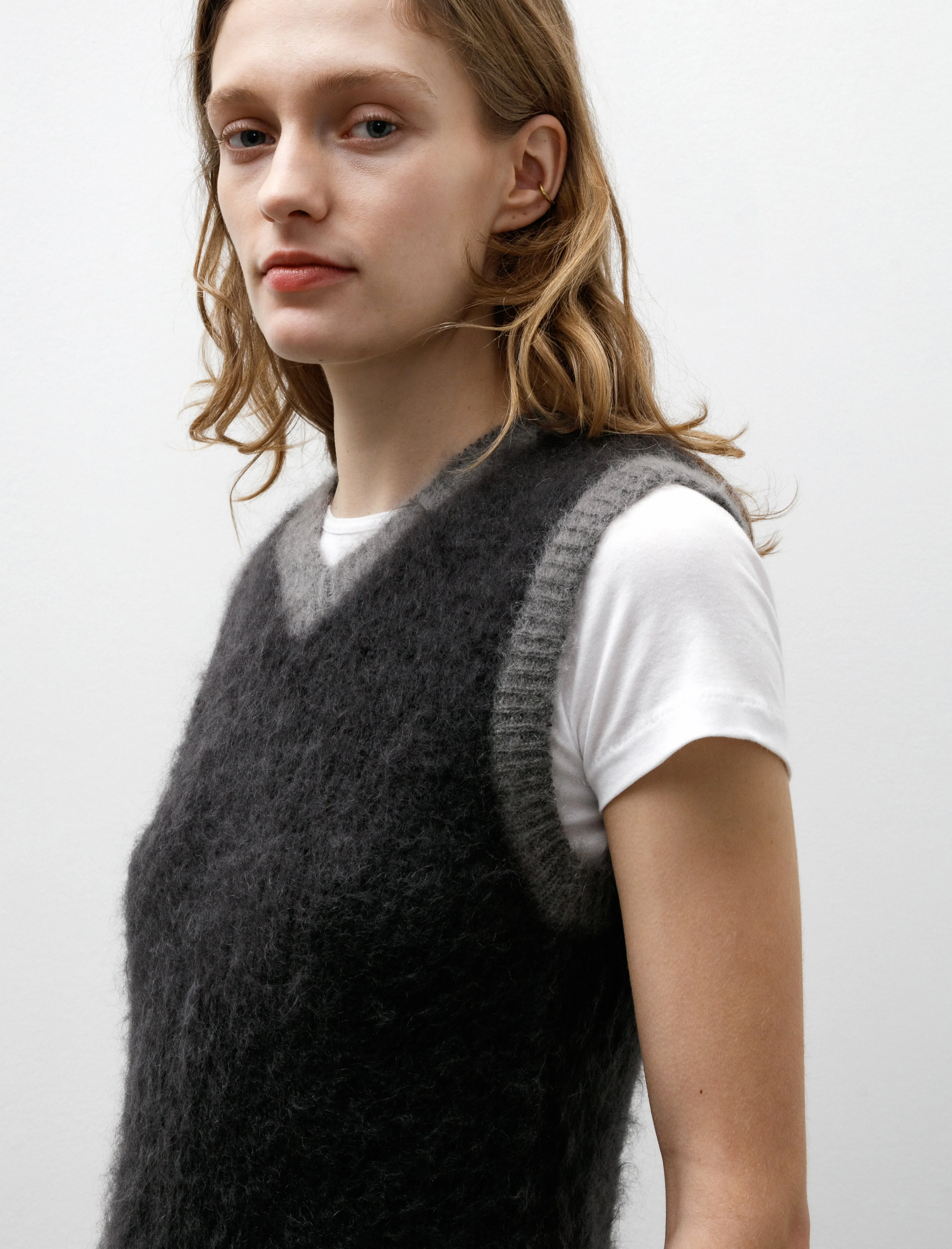 Mohair Knit Vest Grey