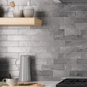 Molten Pewter Brick Ceramic Subway Tile