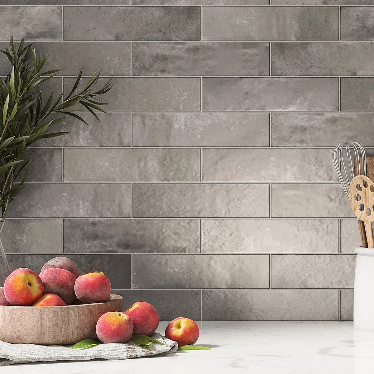 Molten Pewter Brick Ceramic Subway Tile