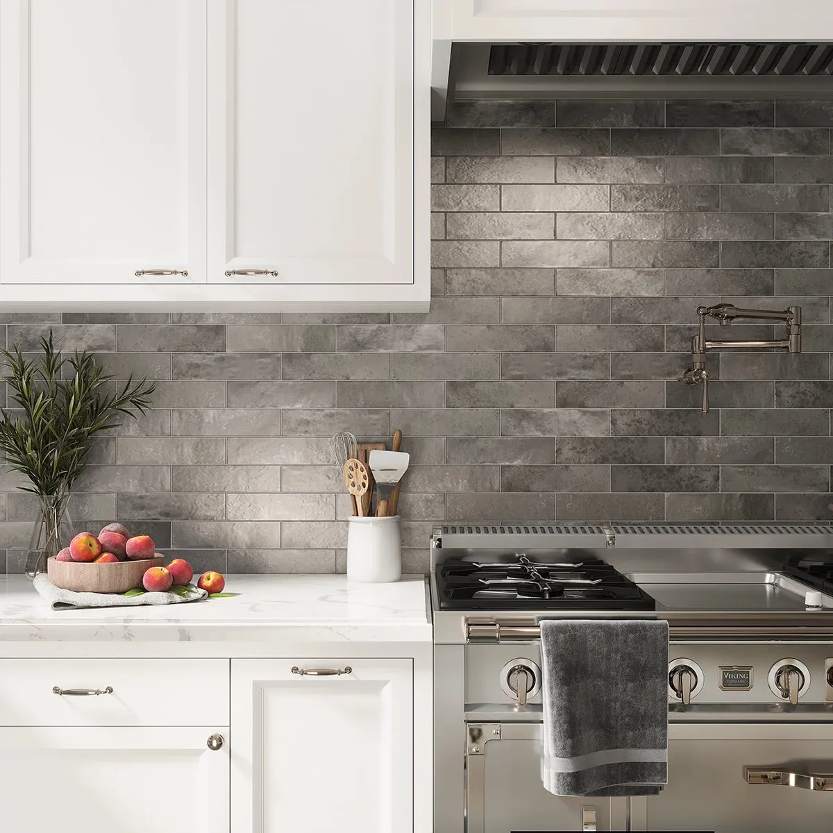 Molten Pewter Brick Ceramic Subway Tile