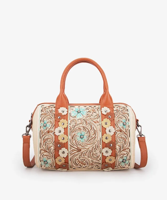 Montana West Embroidered Floral Cut-out Boston Bag Set