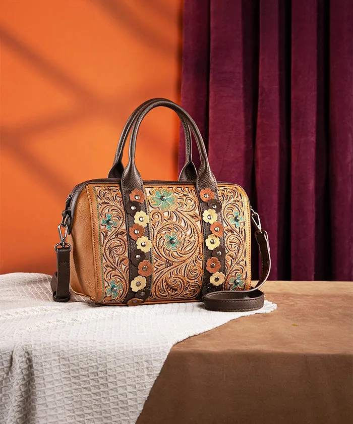 Montana West Embroidered Floral Cut-out Boston Bag Set