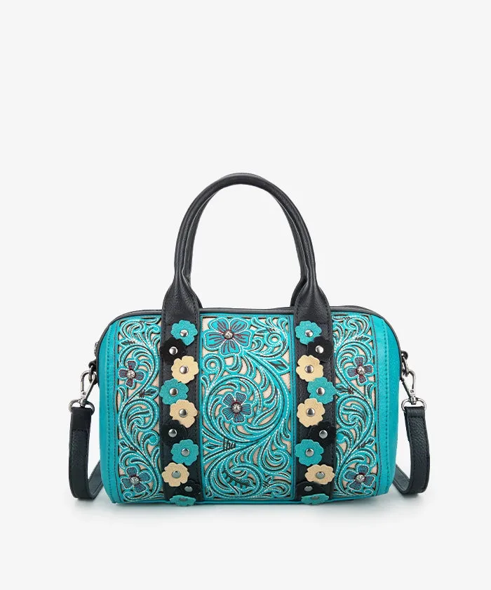 Montana West Embroidered Floral Cut-out Boston Bag Set