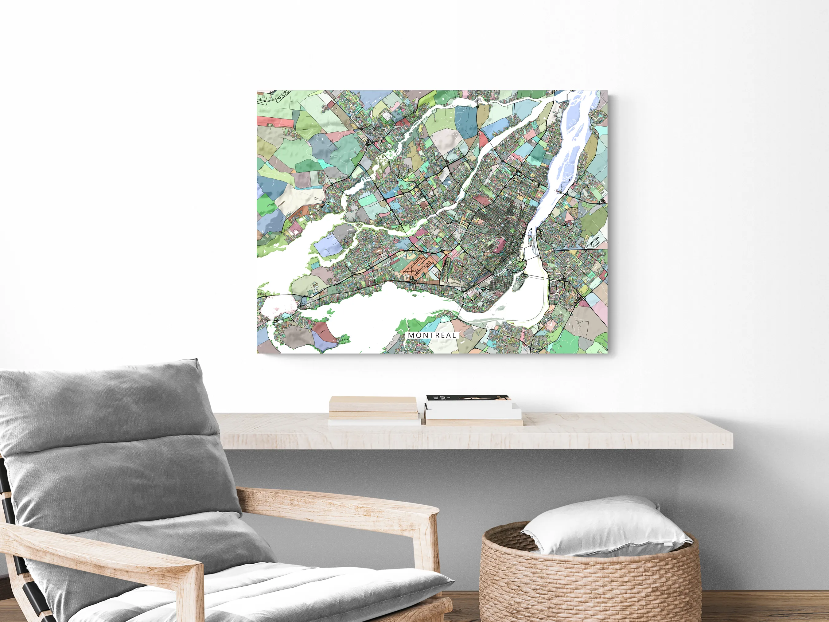 Montreal Map Wall Art Print, Geometric Quebec Canada City Poster Maps