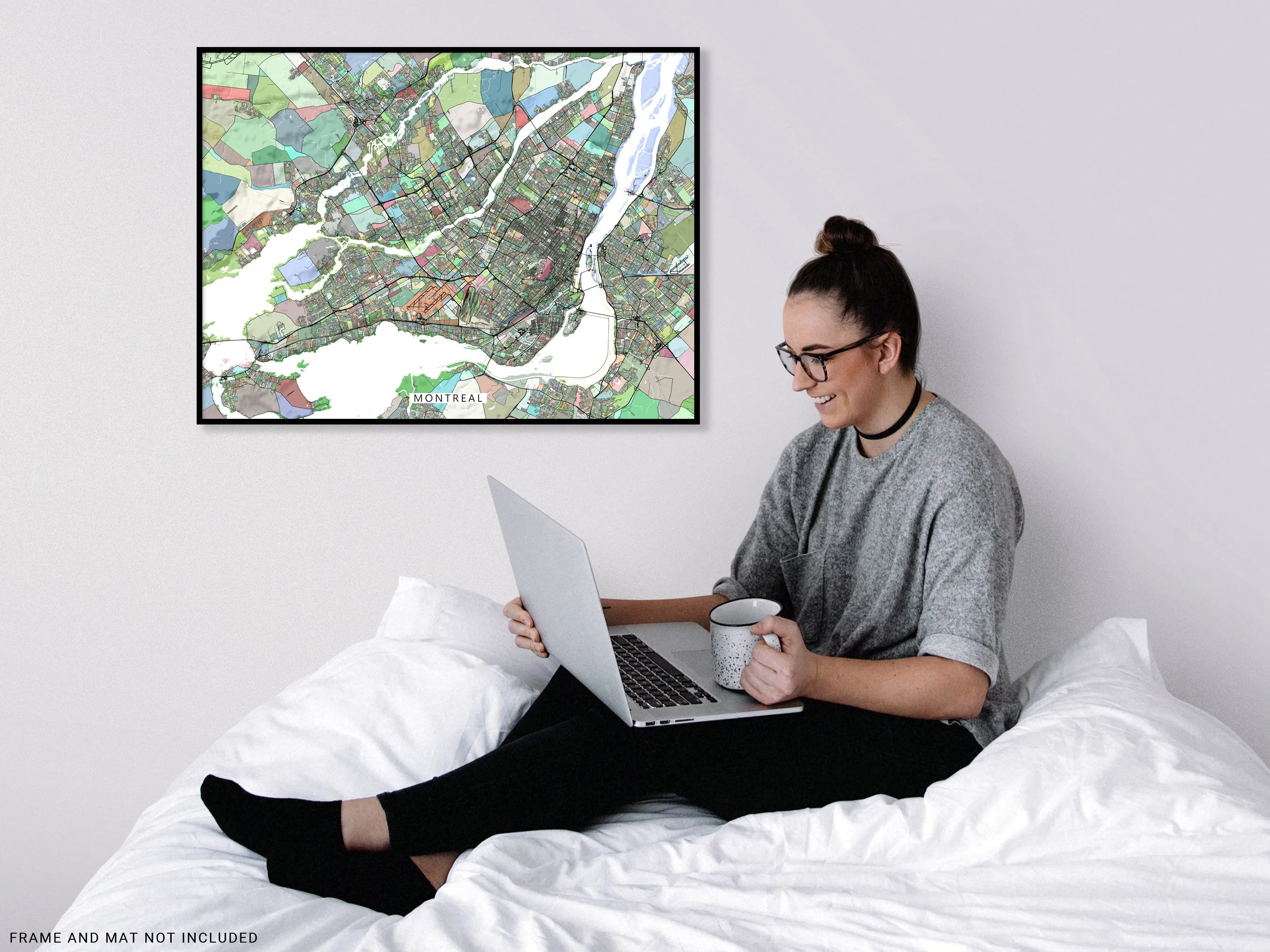 Montreal Map Wall Art Print, Geometric Quebec Canada City Poster Maps