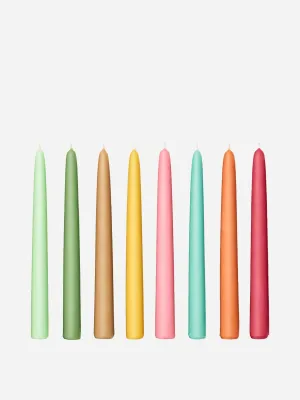 Multi-coloured taper candles (set of 8)