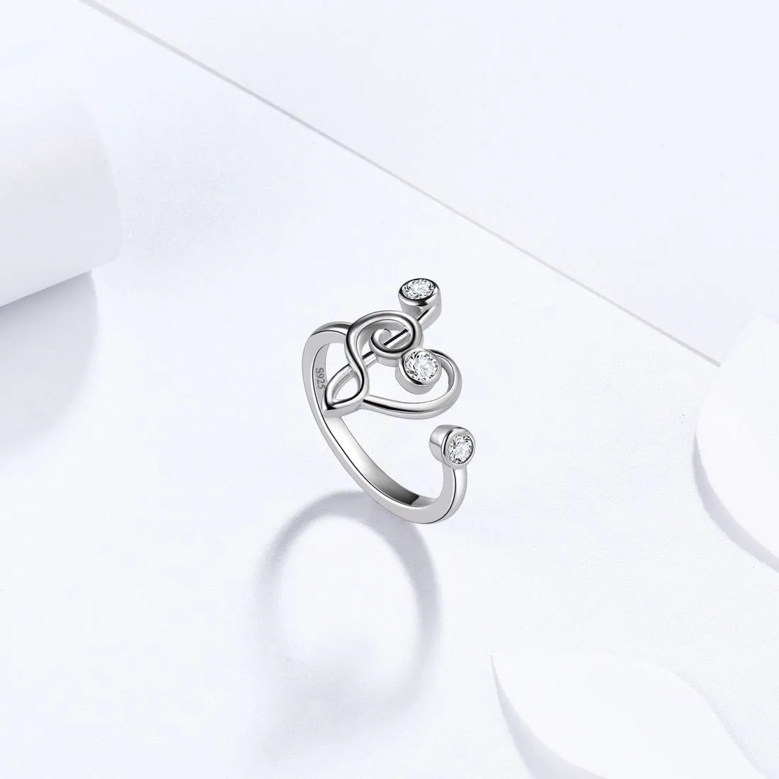 Musical Note Rings Women Jewelry 925 Sterling Silver Aurora Tears