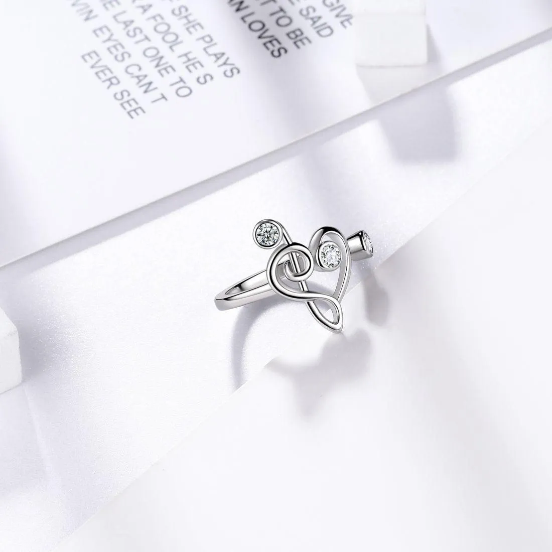 Musical Note Rings Women Jewelry 925 Sterling Silver Aurora Tears