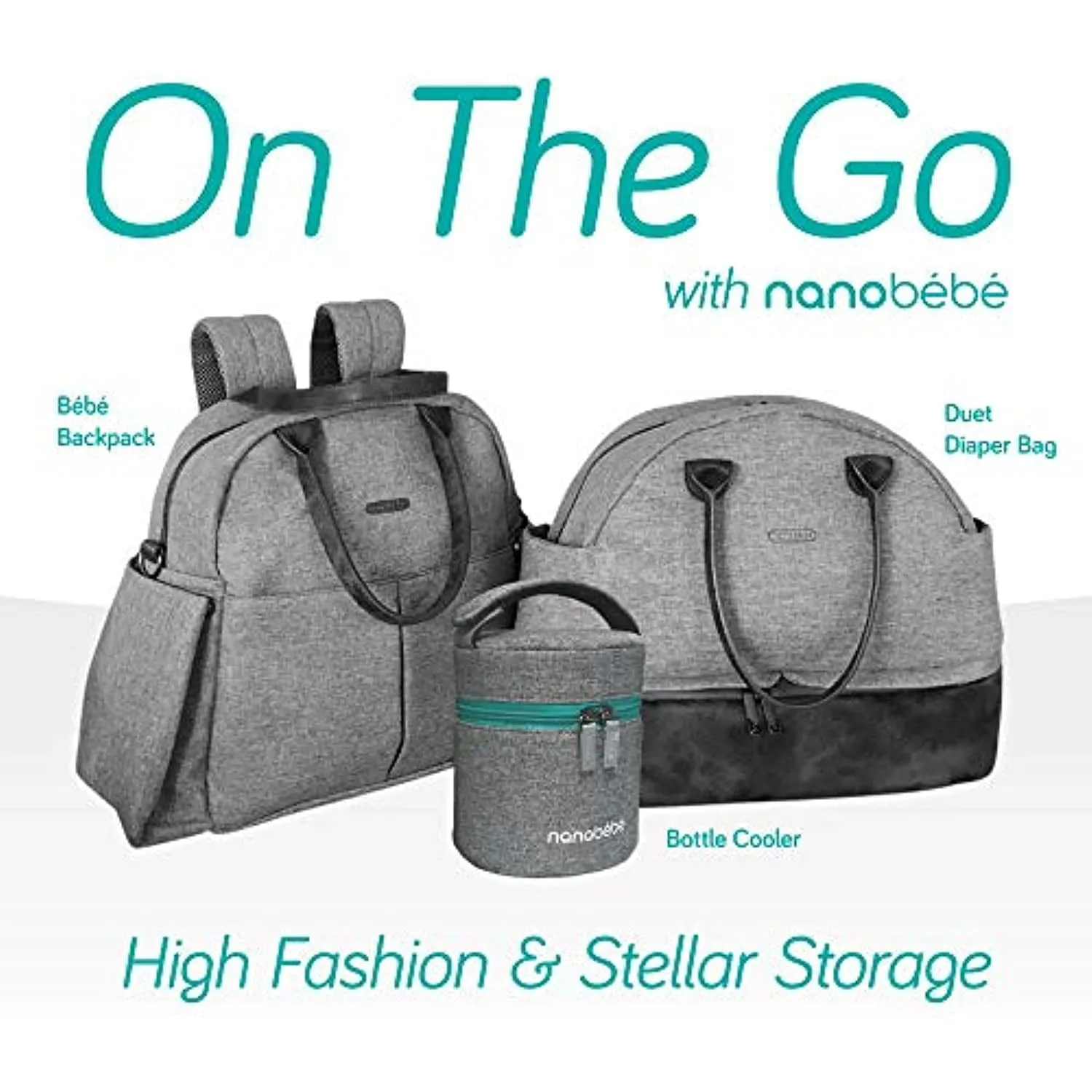 NANOB B nanobebe Breastmilk Baby Bottle Cooler & Travel Bag with Ice Pack Included. Compact Triple Insulated, Easily attaches to Stroller or Diaper Bag- Grey