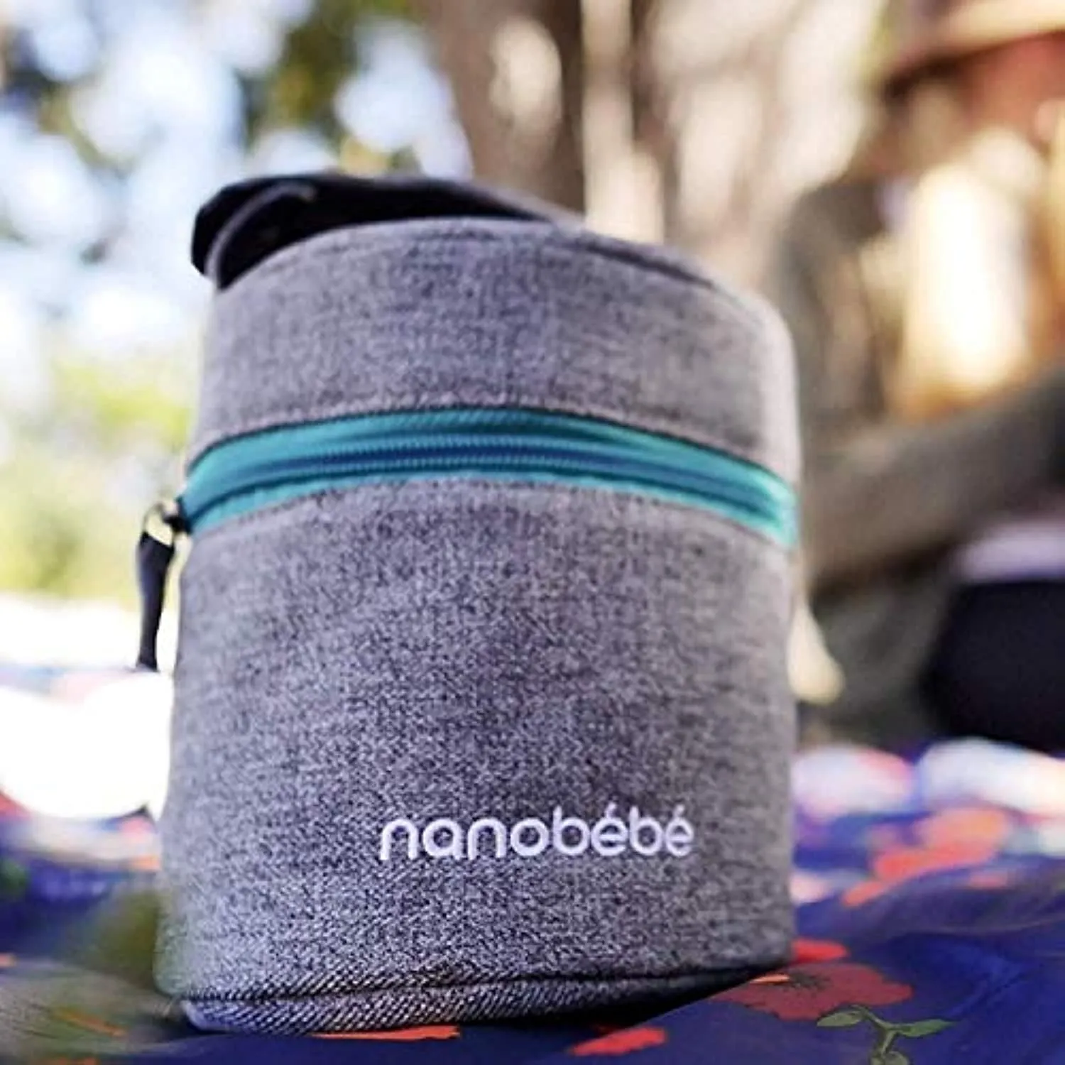 NANOB B nanobebe Breastmilk Baby Bottle Cooler & Travel Bag with Ice Pack Included. Compact Triple Insulated, Easily attaches to Stroller or Diaper Bag- Grey