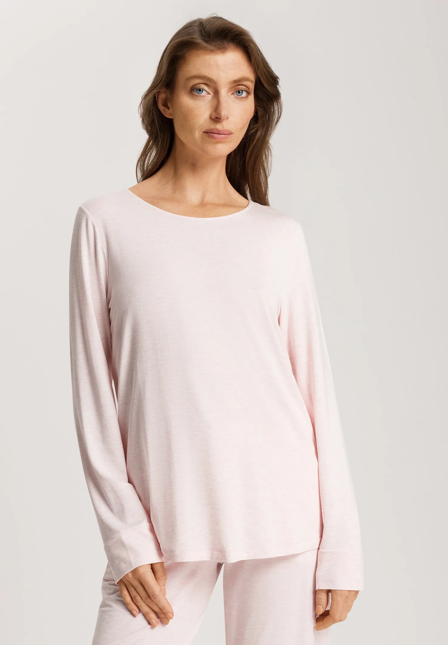 Natural Elegance Relaxed Round Neck Top | Rose Melange 74948-2899