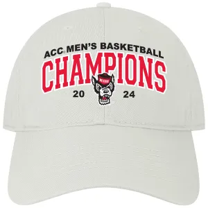 NC State Wolfpack 2024 ACC Men's Basketball Champions White Relaxed Fit Adjustable Hat