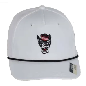 NC State Wolfpack White Wolfhead Structured Rope Adjustable Hat