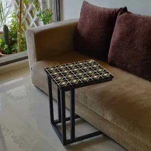 New C Shaped Sofa Table  - Diamond Pattern