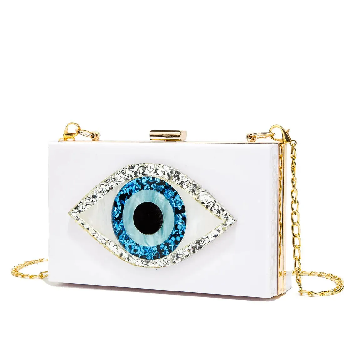 o shape chain Marbling pearl white evil eye Acrylic Purse Box Clutch Luxury Handbags Women Bga Designer Messenger Summer Acrylic