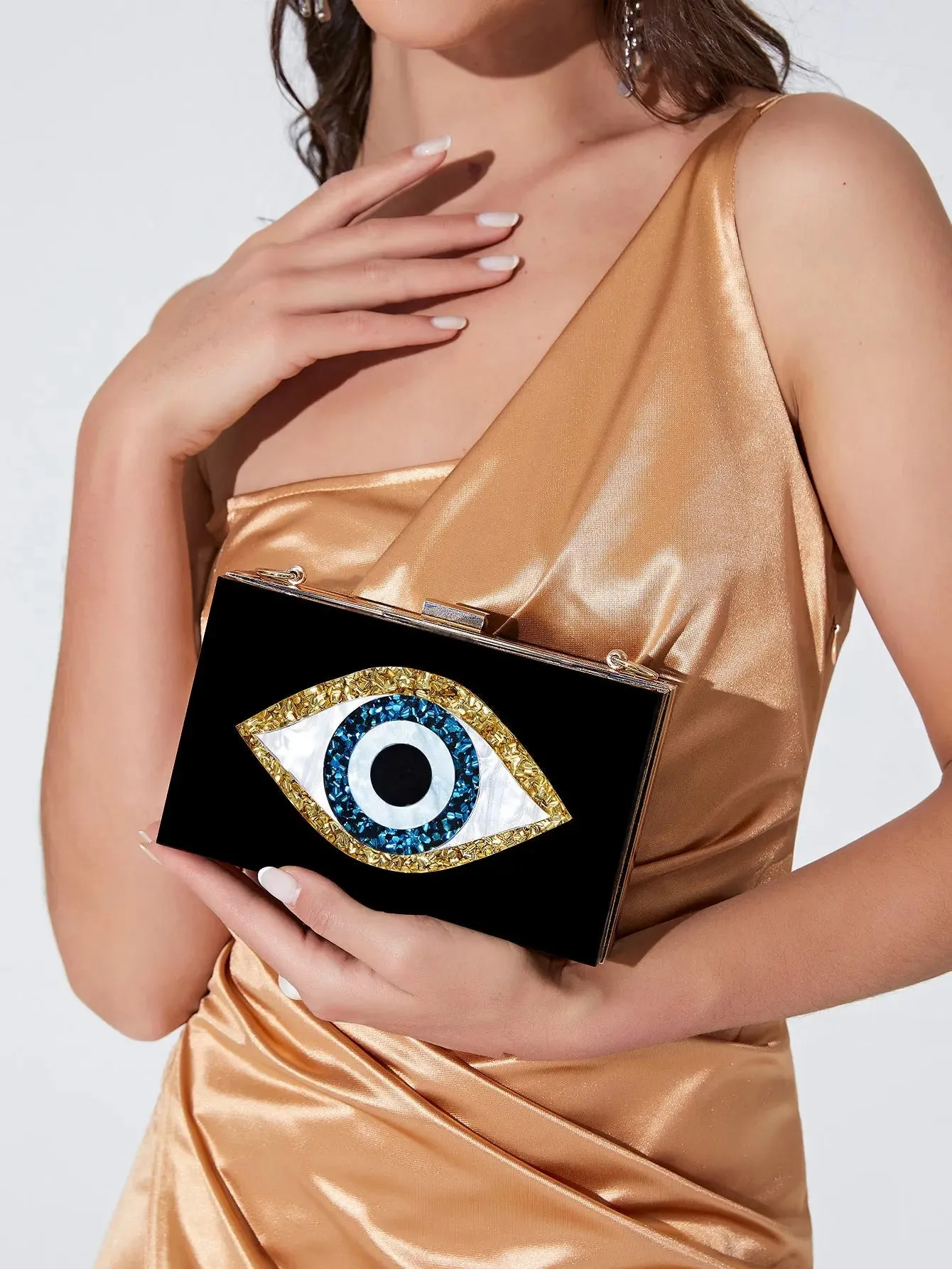 o shape chain Marbling pearl white evil eye Acrylic Purse Box Clutch Luxury Handbags Women Bga Designer Messenger Summer Acrylic