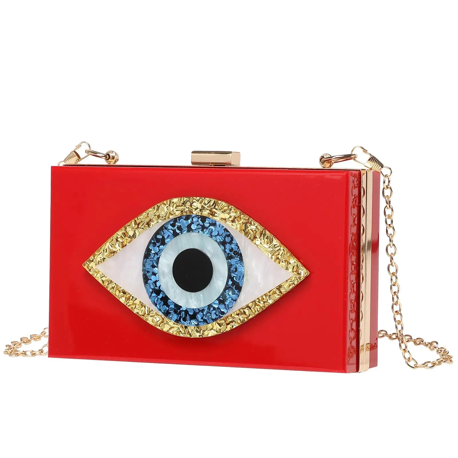 o shape chain Marbling pearl white evil eye Acrylic Purse Box Clutch Luxury Handbags Women Bga Designer Messenger Summer Acrylic