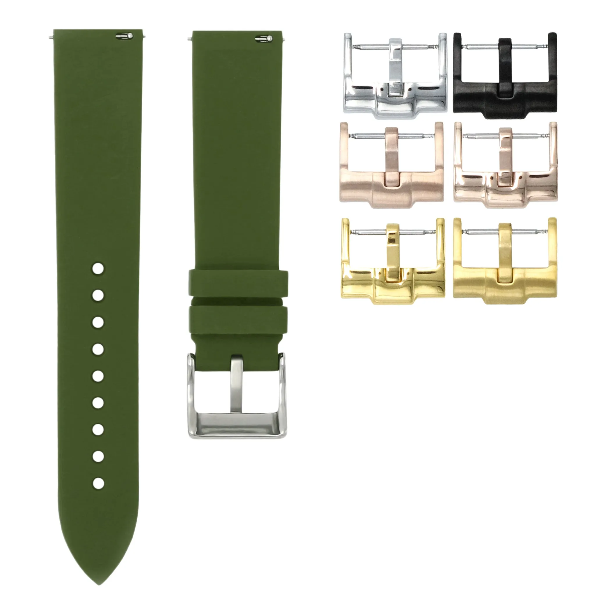 Olive Green - Quick Release Rubber Watch Strap For Longines Elegant Collection