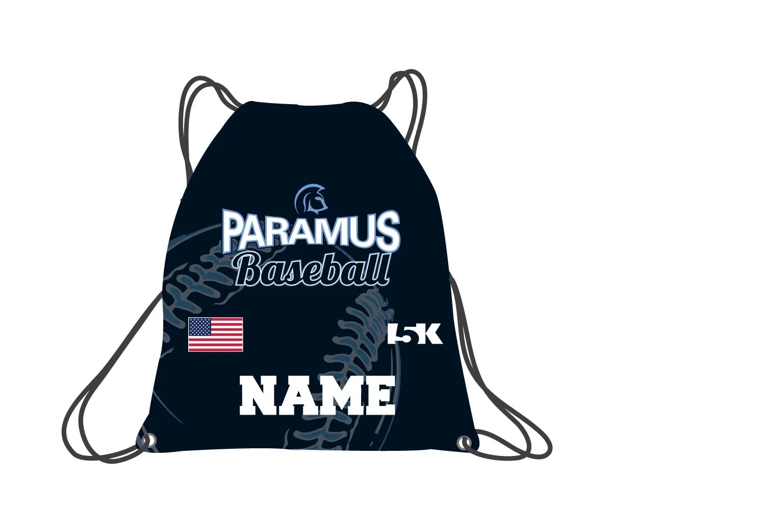 Paramus Baseball Sublimated Drawstring Bag