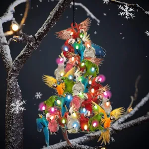 Parrot Christmas Tree Shaped Ornament For Parrot Lovers Flat Acrylic Ornament