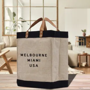 Personalized City Names Jute Tote Bag Custom State Bag Burlap Market Bag Apolis Style Bag City State Name Bag Coordinates Bag