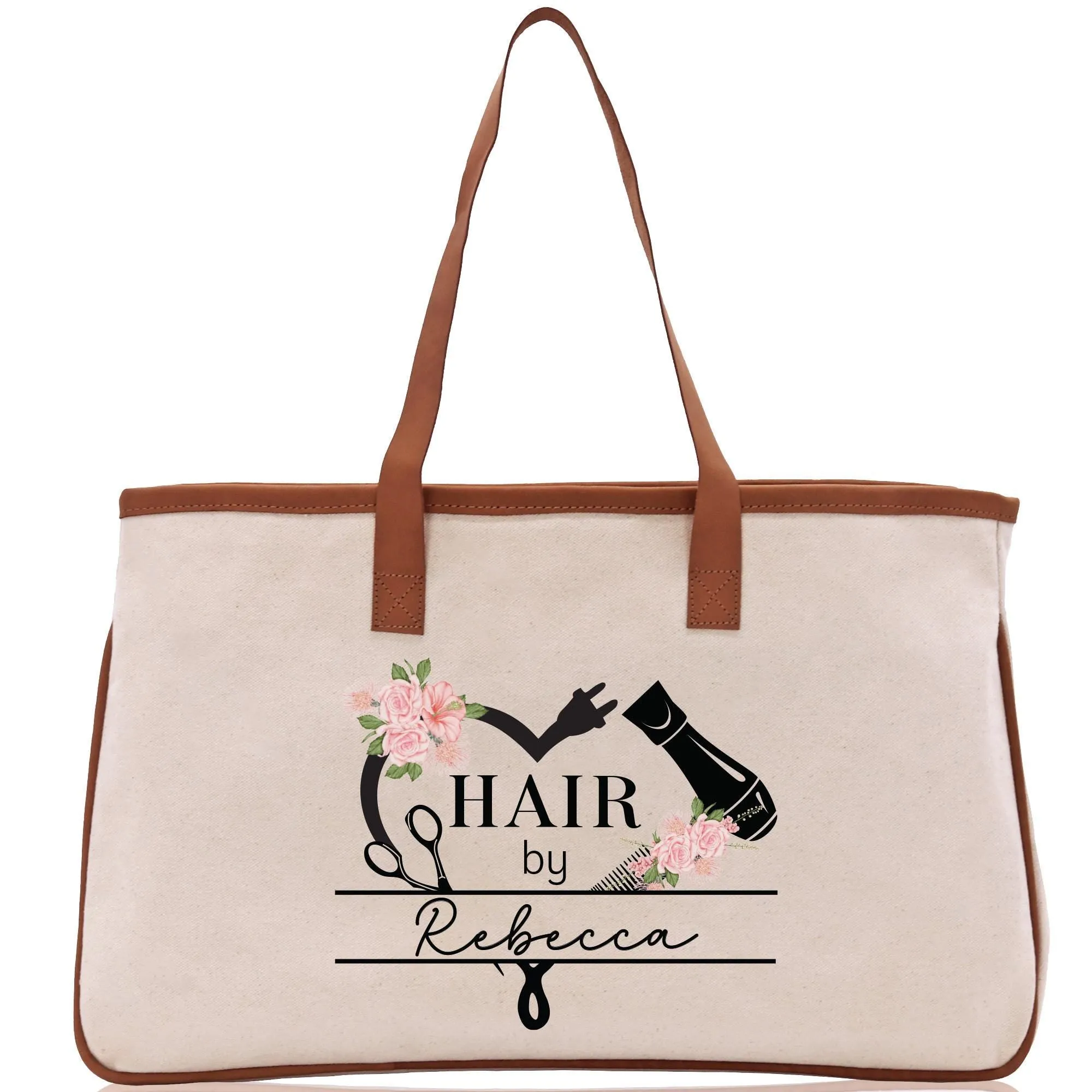 Personalized Hair Stylist Custom Cotton Canvas Tote Bag Hairdresser Gift Bag Beauty Salon Bag Stylist Supply Bag Barber Gift (HRST1004)