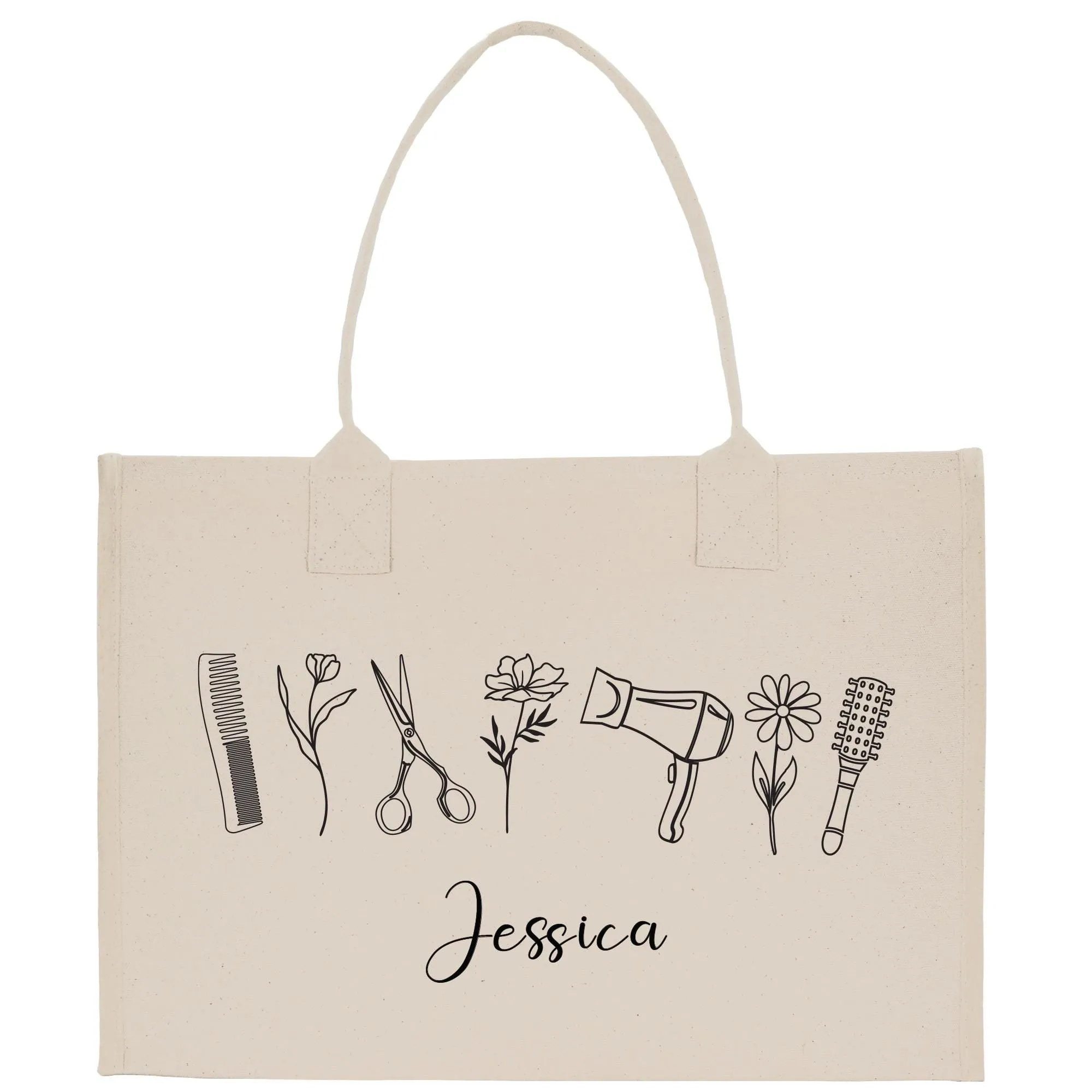 Personalized Hair Stylist Custom Cotton Canvas Tote Bag Hairdresser Gift Bag Beauty Salon Bag Stylist Supply Bag Barber Gift (HRST1008)