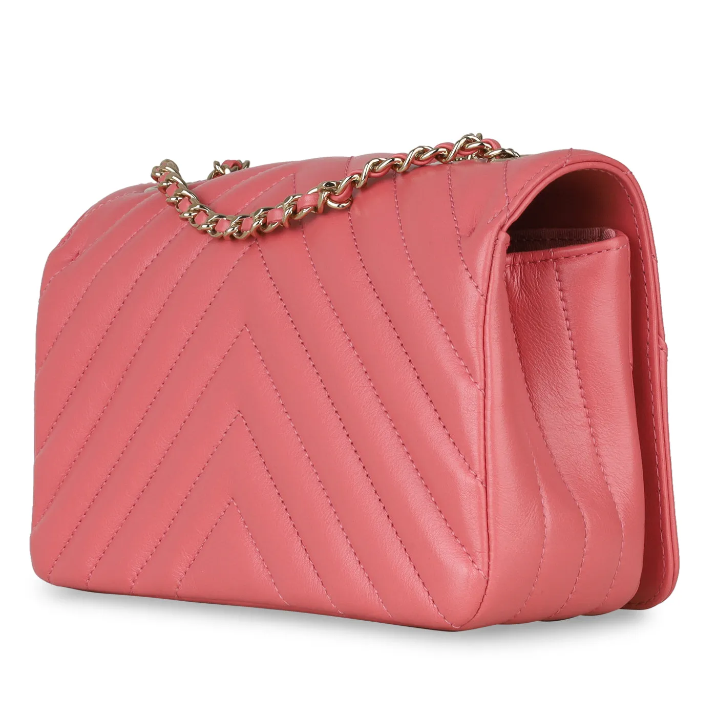 Pink Chevron Flap Bag